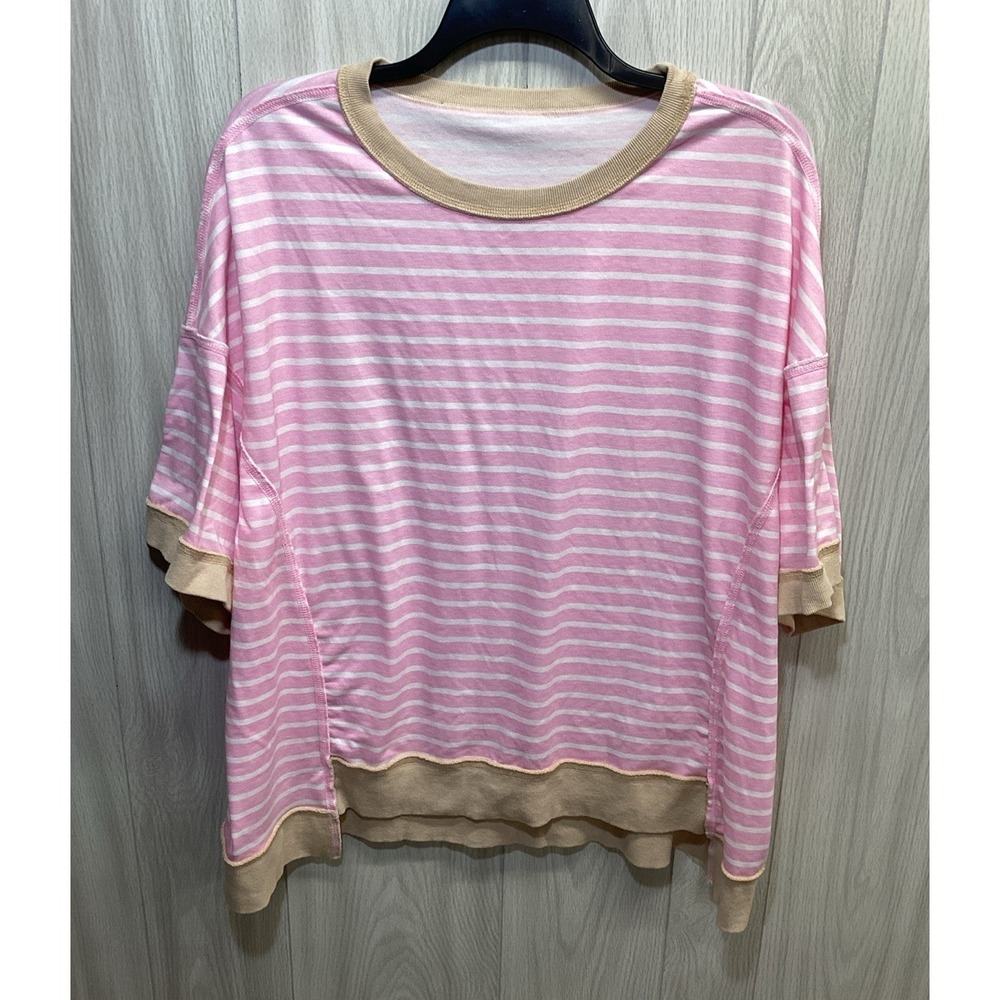 Women's (Size 2XL) 3/4 Sleeve Round Neck Striped Shirt Stretch‎ (52B)